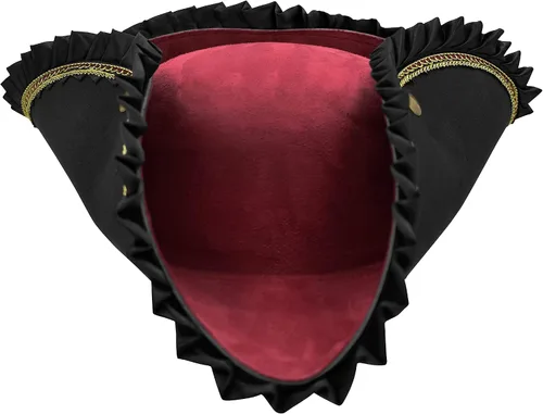 Vista 3 de Nicky Bigs Novelties Sombrero de pirata de tricornio negro de lujo accesorio de disfraz