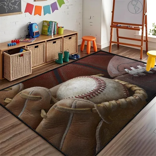 Vista 31 de Alfombra de fútbol americano, 3 x 4 pies, lavable de gran tamaño, ilustraciones 3D, con textura de cuero de fútbol, con cordones, alfombras