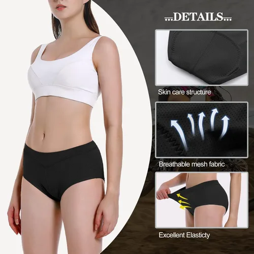 Vista 3 de Ropa interior de ciclismo para mujer, acolchado 4D, pantalones cortos de gel ligeros, transpirables, calzoncillos de equitación