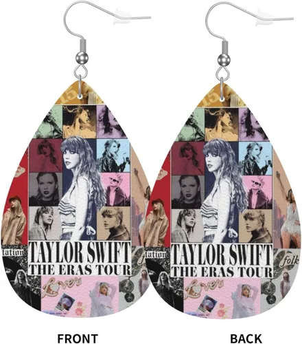 Vista 2 de Taylor - Aretes colgantes de piel para mujer, diseño de lágrima