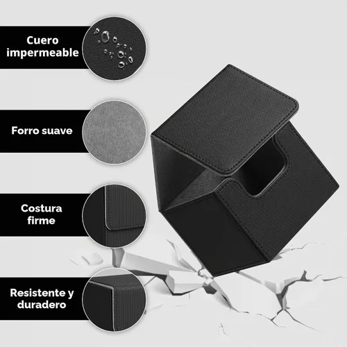 Vista 5 de Caja de cubierta Zettokete MTG con 2 divisores, caja de cubierta Commander de gran capacidad se adapta a 100+ cartas con manga doble, estuche