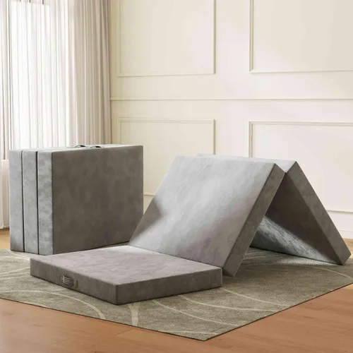 Vista 8 de Swbvs Colchón de espuma viscoelástica de tres pliegues, colchón plegable Full de 4 pulgadas con fundas lavables, diseño reversible, cubrecolchón