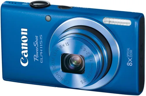 Vista 3 de Canon PowerShot ELPH 115 es una cámara digital de 16.0 MP con zoom óptico de 8x con una lente gran angular de 28 mm y grabación de video HD 720p Azul