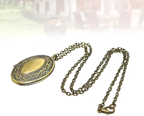 Vista 5 de Collar con colgante ovalado de estilo vintage con forma de medallón abierto