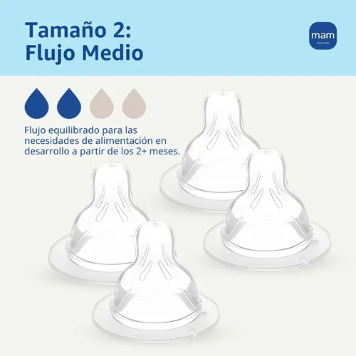 Vista 2 de MAM Tetinas de flujo medio anticólicos para biberones, se adapta a todos