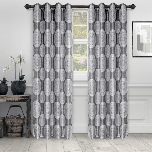 Vista 6 de Superior Cordon - Cortinas de jacquard para habitación y ventana, con ojales de acero inoxidable, clásico ecléctico transicional, juego de 2 paneles