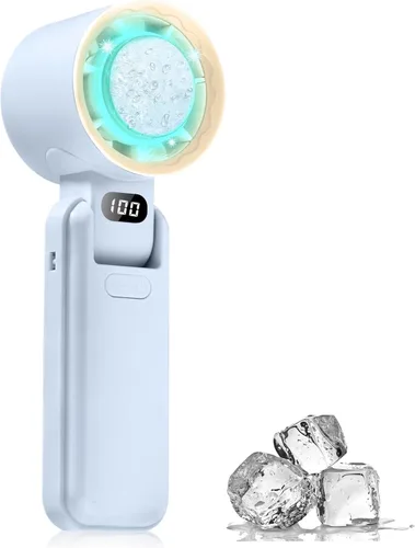 Vista 10 de Ventilador portátil de mano con enfriador de hielo turbo, ventilador de mano recargable, 100 velocidades, batería de 20 horas de duración de 3600
