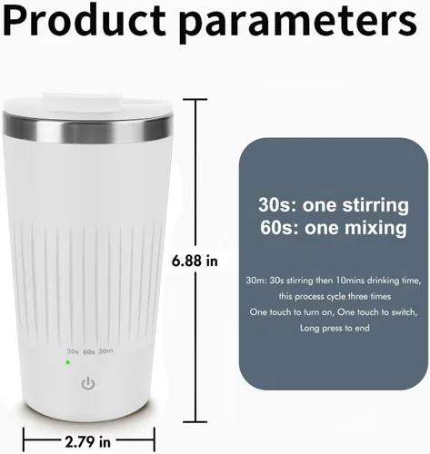 Vista 2 de Beyoung Taza de café autoagitadora, magnética automática de 14 onzas con 3 funciones de mezcla, vaso de viaje para automóvil para chocolate