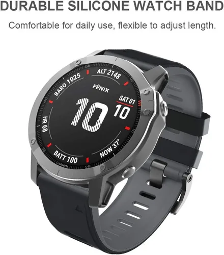 Vista 4 de ANCOOL - Correa suave de repuesto para reloj compatible con relojes inteligentes Fenix 6X Pro/Fenix 5X/Fenix 5X Plus/Fenix 3