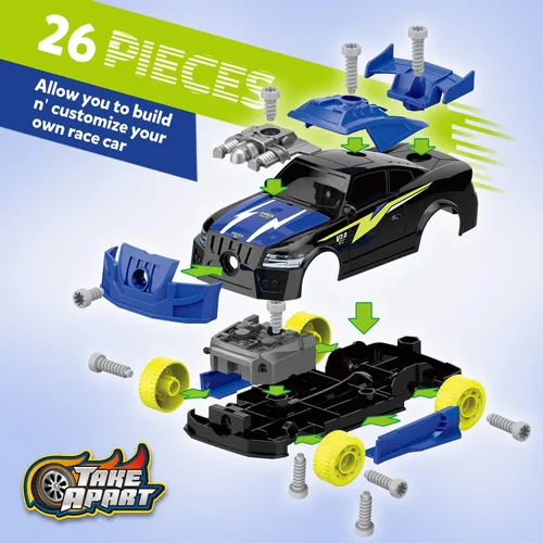 Vista 2 de Coogam Auto de carreras desmontable con herramienta de destornillador eléctrico, juguete de habilidad motora fina, juego de construcción