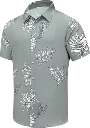 Vista 15 de SheLucki - Camisa hawaiana para hombre, unisex, de manga corta, con botones, para la playa y el verano, ropa casual estampada con sombra de palmas