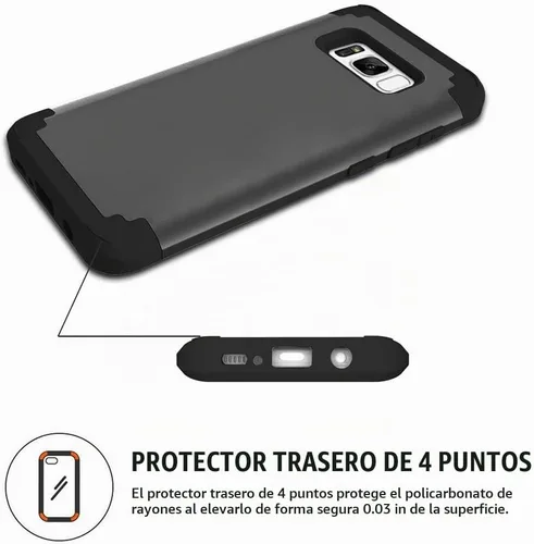 Vista 5 de Funda de teléfono para Samsung Galaxy S8 Plus, cubierta dura, a prueba de golpes, silicona suave, híbrida, tres capas, resistente, accesorios