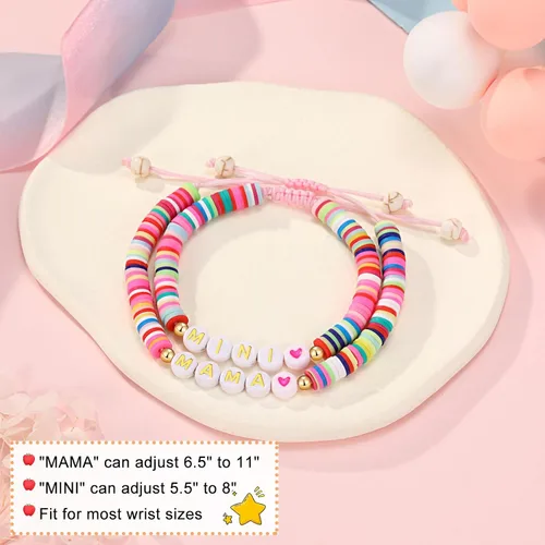 Vista 3 de UNGENT THEM First Day of School Gift for Mom Daughter, Mama and Mini Back to School Bracelets
