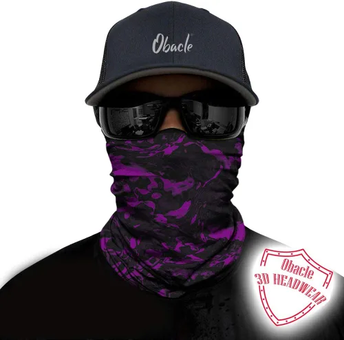 Vista 2 de Obacle Máscara Facial Sin Costuras Rave Bandana Hombres Mujeres para Protección contra Polvo Sol Viento Negro Puro Púrpura
