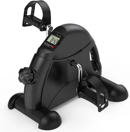 Vista 9 de FEIERDUN Mini bicicleta de ejercicio, ejercitador de pedal de bicicleta debajo del escritorio para ejercicio de brazos/piernas, ciclo de escritorio
