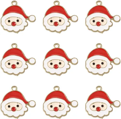 Vista 10 de Cheriswelry Colgantes colgantes de esmalte de aleación de Navidad, dijes de metal, encantadores adornos colgantes para manualidades, pulseras