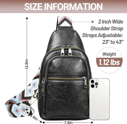 Vista 5 de KFXFENQ Bolso bandolera para mujer, de piel sintética, bolso bandolera pequeña, mochila cruzada multiusos para el pecho, para mujer, ciclismo