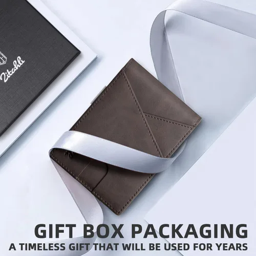 Vista 8 de Zitahli - Billeteras delgadas RFID para hombres, billetera de cuero flexible con clip de dinero, cartera minimalista con bolsillo frontal
