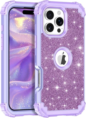 Vista 17 de LONTECT Funda para iPhone 15 Plus con purpurina brillante 3 en 1, a prueba de golpes, resistente, híbrida, resistente, funda protectora de alto
