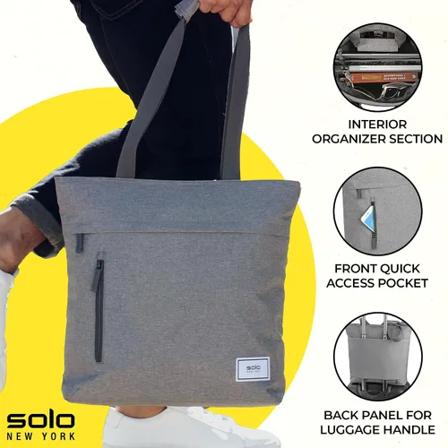 Vista 3 de Solo New York Bolso tote para mujer, bolso profesional para el trabajo y los viajes, bolso para laptop con compartimento acolchado, bolsillo frontal