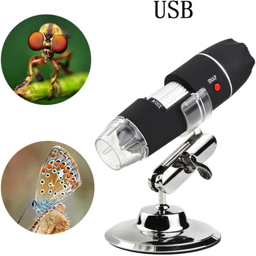 Vista 2 de Kit de microscopio megapíxeles 500X digital USB Microscopio Lupa Microscopio Cámara estéreo electrónica Microscopio Lente Adaptadores