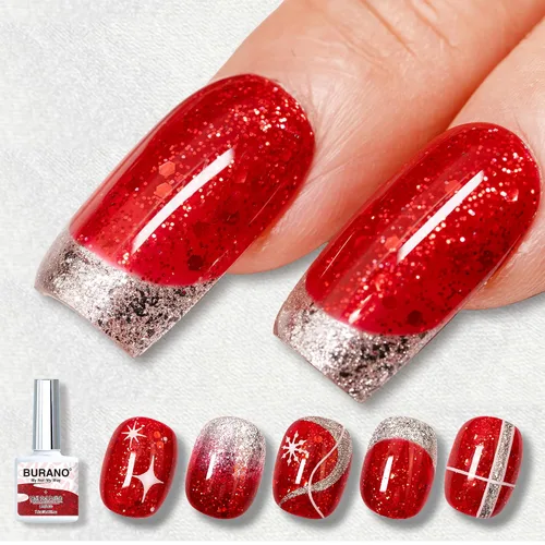 Vista 20 de BURANO Esmalte de uñas con purpurina, efecto holográfico brillante LED UV, gel de secado, sin astillas, esmalte brillante para hacer tus propias