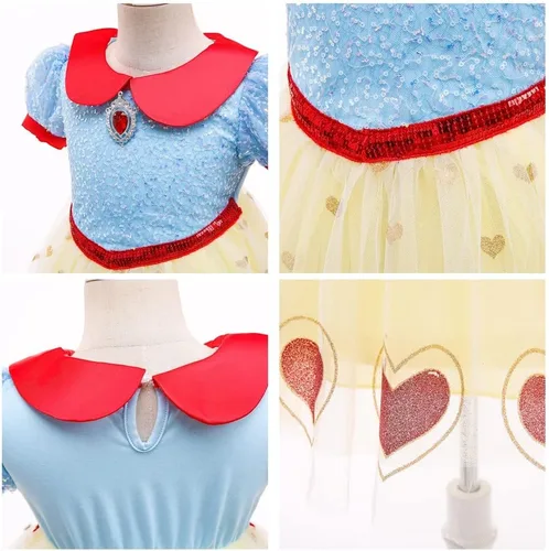 Vista 35 de HIHCBF Disfraz de princesa blanca como la nieve para niñas, cumpleaños, Navidad, Halloween, carnaval (con accesorios)