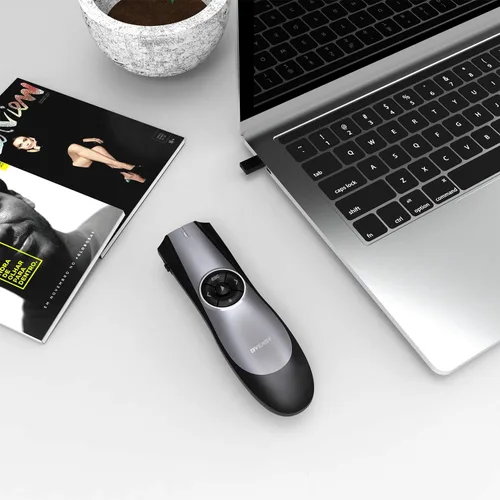 Vista 6 de BYEASY Presentador inalámbrico, control remoto RF 2.4GHz de 100 pies, USB PowerPoint PPT Clicker, control de volumen para Google Slides, negro
