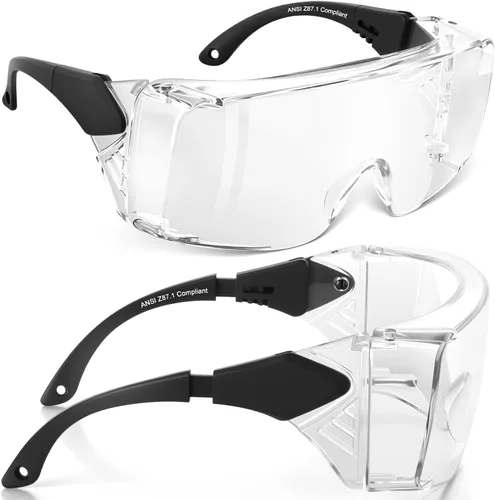Vista 9 de OXG Anteojos de seguridad antiniebla, ANSI Z87.1, protección UV400, protector lateral, patillas ajustables