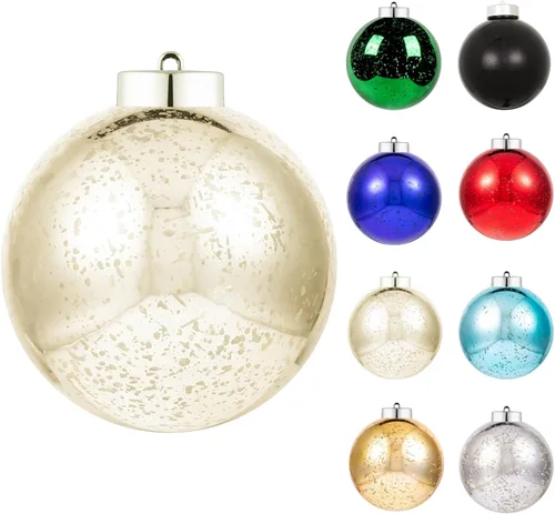 Vista 13 de XmasExp Juego de 24 mini esferas de Navidad inastillables para bolas de árbol de Navidad, 1.18 pulgadas (negro)