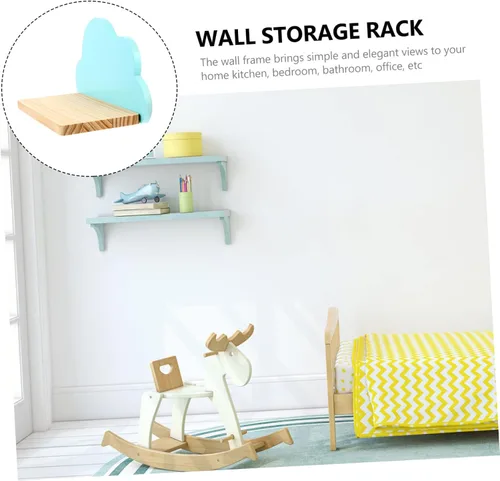 Vista 9 de DECHOUS Soporte de pared de madera en forma de nube de diseño simple para organización de habitación