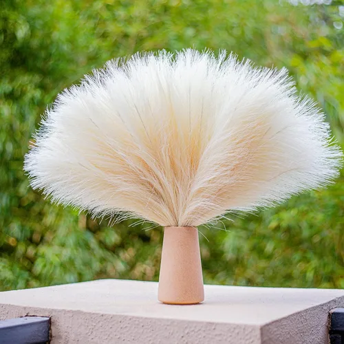 Vista 7 de Decoración de hierba de las pampas sintética y naturaleza pompas florales esponjosas para boda, flores bohemias, decoración de mesa para el hogar