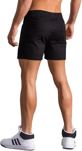 Vista 2 de LONGBIDA Pantalones cortos deportivos ajustados para hombre, pantalones cortos casuales con cintura elástica con bolsillo grande