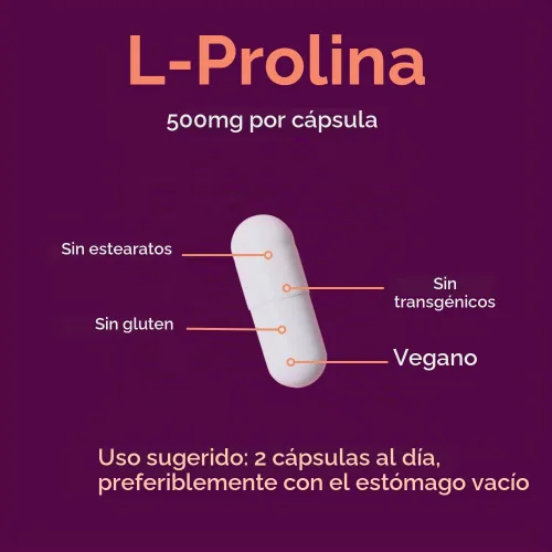 Vista 5 de BESTVITE L-Prolina 500mg (120 cápsulas vegetales) - Sin estearatos - Sin