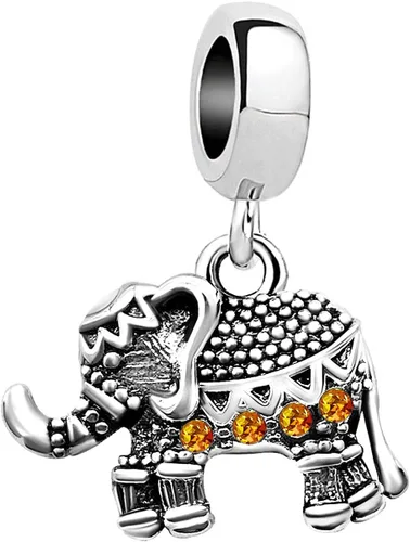 Vista 16 de KunBead Dijes colgantes de cumpleaños con piedra natal de elefante compatibles con pulsera Pandora para mujer Abril