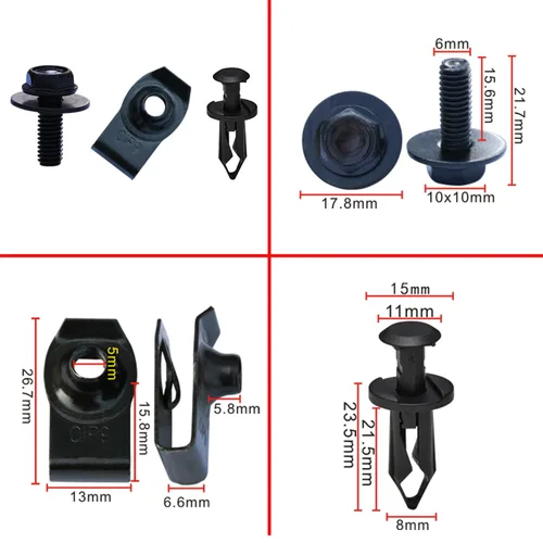Vista 2 de 35 tornillos de cuerpo de protección contra salpicaduras para motor, parachoques guardabarros, clips de remache, clips de remache, clips