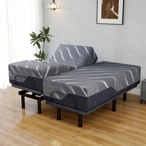 Vista 9 de Vipbear Base de cama ajustable individual XL, marco de cama de masaje doble cabezal y reposapiés, cama eléctrica con control remoto inalámbrico