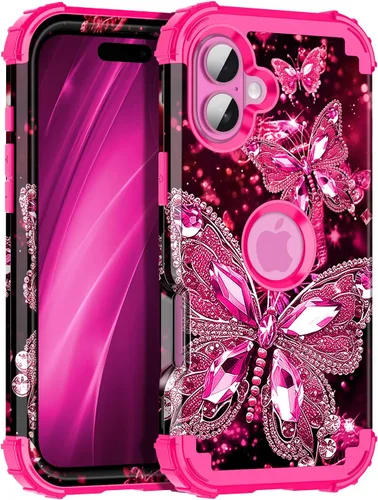 Vista 106 de Miqala Funda para iPhone 12, iPhone 12 Pro, que brilla en la oscuridad, tres capas, resistente a los golpes, protección de plástico duro + funda