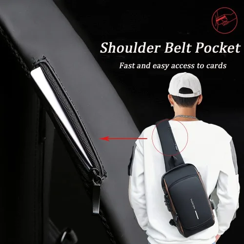 Vista 5 de Bolsa de hombro antirrobo con carga USB, bolsa de hombro antirrobo, bolsa cruzada para el pecho