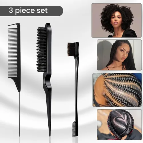 Vista 7 de Barra de cera para el cabello para pelucas con cepillos, control de bordes, cera de pomada para el cabello, crema de peinado no grasa para mujeres