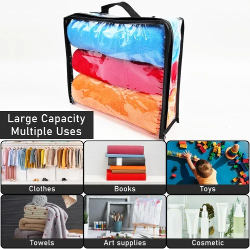 Vista 6 de 10 cubos grandes de embalaje de viaje transparente, bolsas de almacenamiento de vinilo transparente con cremallera, bolsa de plástico