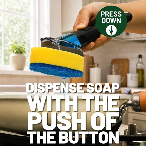 Vista 3 de Kit de varita de cocina antiarañazos con repuesto de esponja y soporte Azul