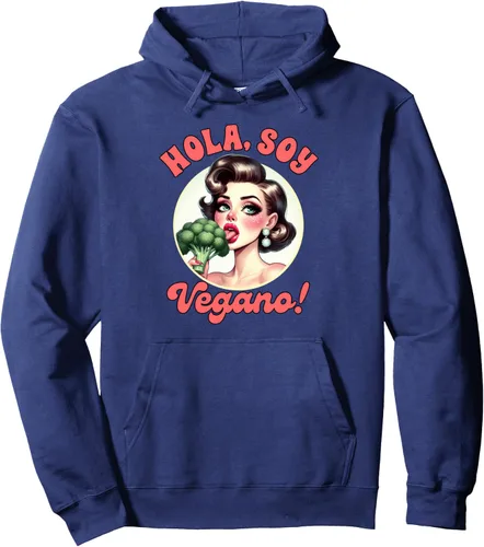 Vista 5 de Vegan Life Vegetarian Broccoli Spanish Hola Soy Vegano Pullover Hoodie