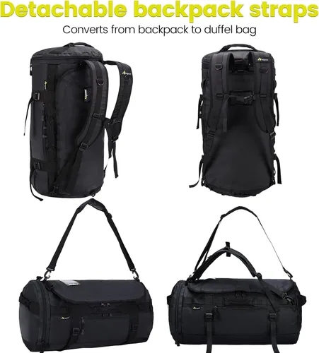 Vista 6 de Nepest Mochila de lona grande, 3 vías resistente al agua, bolsa de lona para gimnasio con compartimento para zapatos para deportes, entrenamiento
