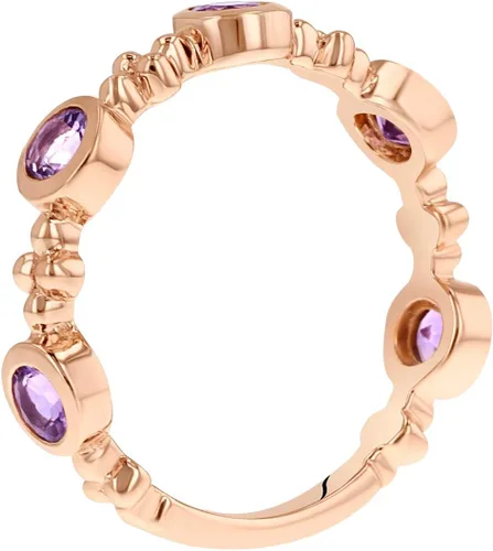 Vista 5 de Peora Tiara apilable de 5 piedras para mujer, plata de ley 925, piedras natales de piedras preciosas naturales, 0.075in de ancho, tallas 5 a 9