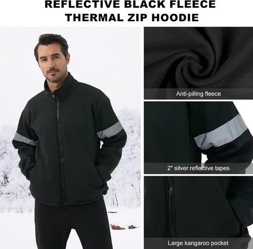 Vista 3 de Chaqueta de seguridad 3 en 1, chaqueta reflectante de alta visibilidad, chaqueta bomber Hi Vis, forro polar, impermeable, ANSI Clase 3, negro, S
