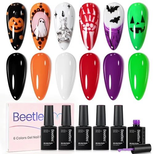 Vista 21 de Beetles - Juego de esmaltes de gel azul, Ocean Range, juego de 6 colores de esmalte de uñas de gel azul A - Azul Ocean Range