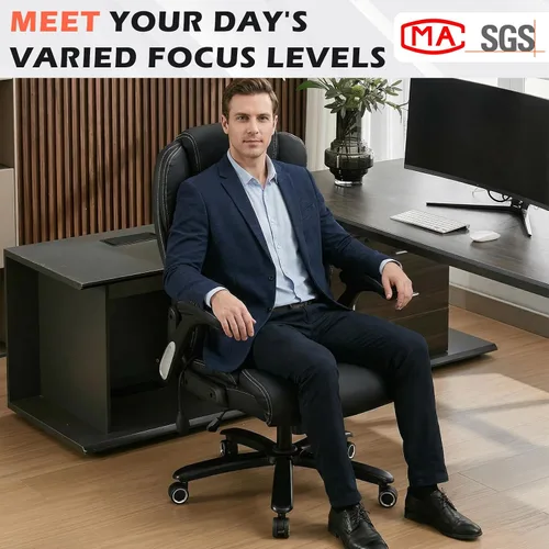Vista 3 de Silla de oficina grande y alta de 700 libras, silla de escritorio ejecutiva resistente con soporte lumbar inflable, asiento acolchado extra ancho