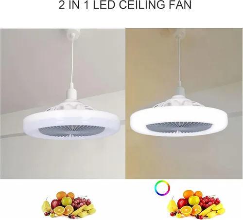 Vista 5 de Ventilador de techo inteligente con luces, montaje empotrado, tres velocidades, ideal para dormitorios pequeños
