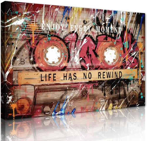 Vista 58 de Novatique Arte de Pared de Cinta de Casete Decoración de Sala de Música Póster Impreso Life Has No Rewind Casete Lienzo Arte de Pared Pósters